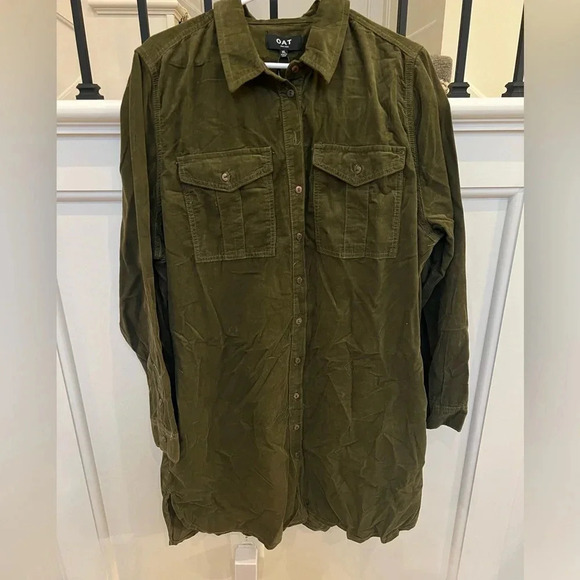 NWT Oat New York Women’s Long Sleeve Denim Collar Shirt Dress - Picture 3 of 5